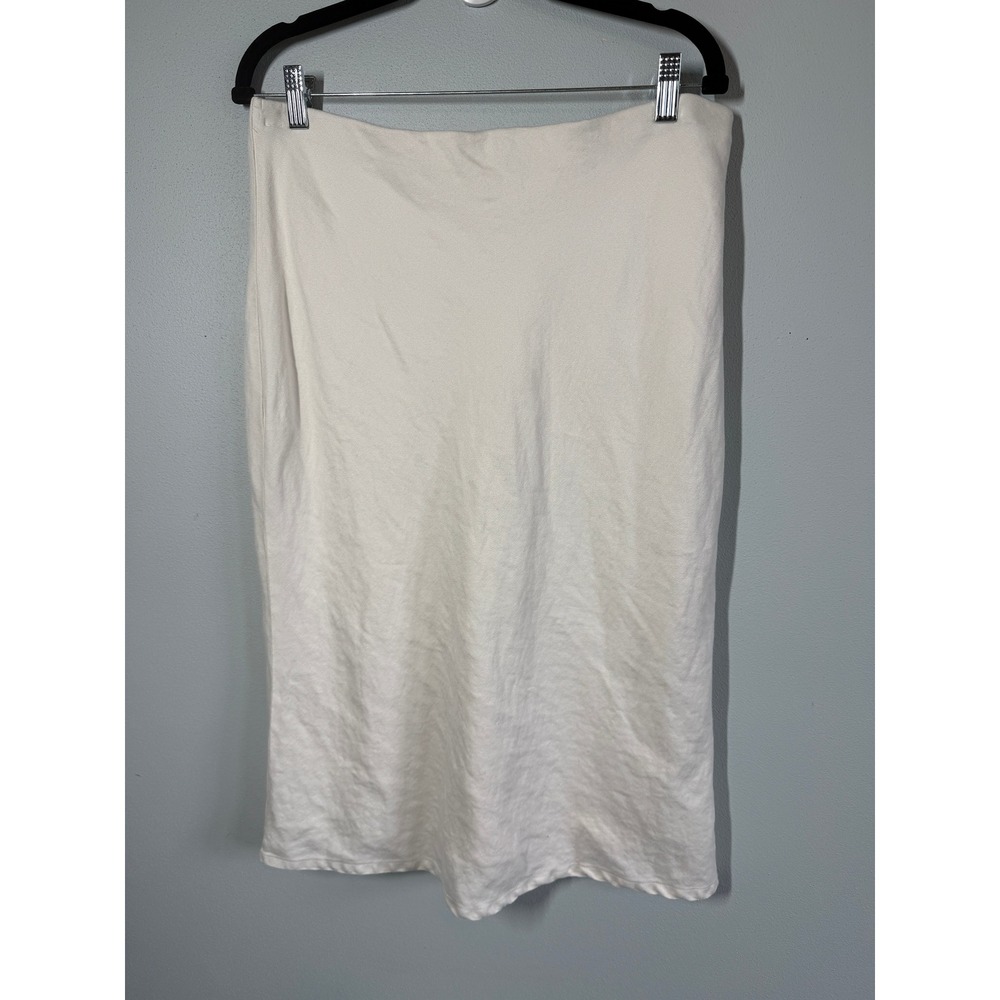 Anthropologie Skirt Size L White Minimalist Quiet Luxury Office Professional